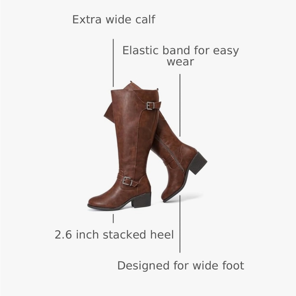 Luoika Women's Extra Wide Calf Knee High Boots, Wide Width Winter Tall Boots8.5W - Picture 4 of 4